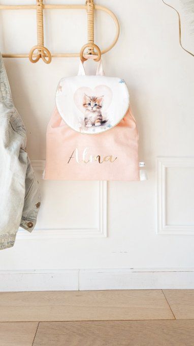 Cartable chaton rose claire
