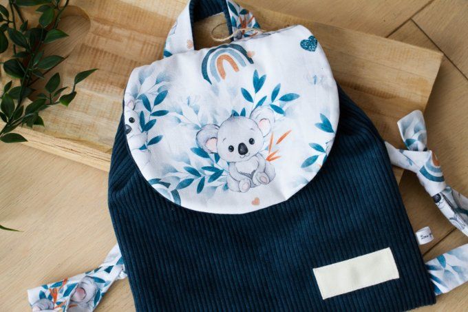 Cartable velours petrole koala en stock 