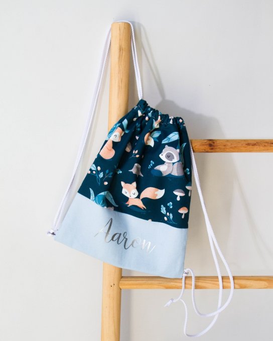 Sac à dos  renard raton laveur bleu ciel 