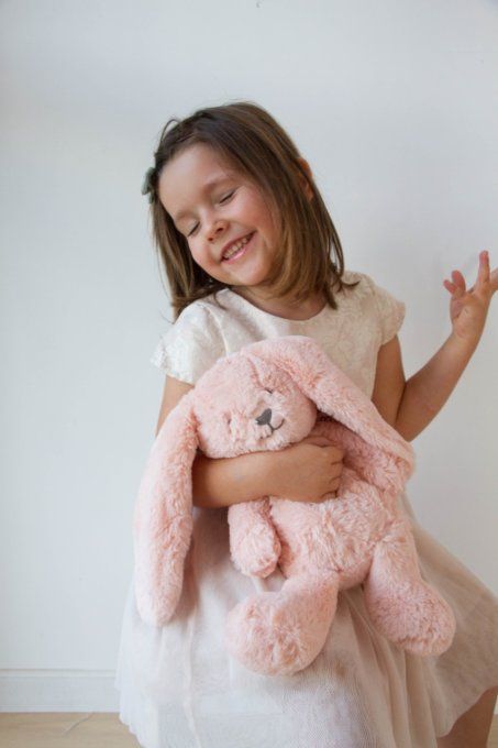 Peluche ultra douce lapin - Rose 