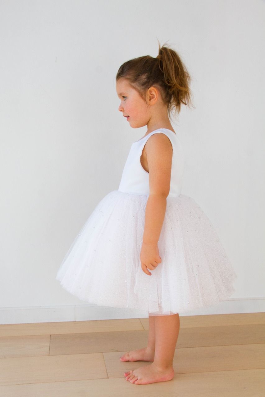 Robe tutu blanc perlé Alba - Loupapillon