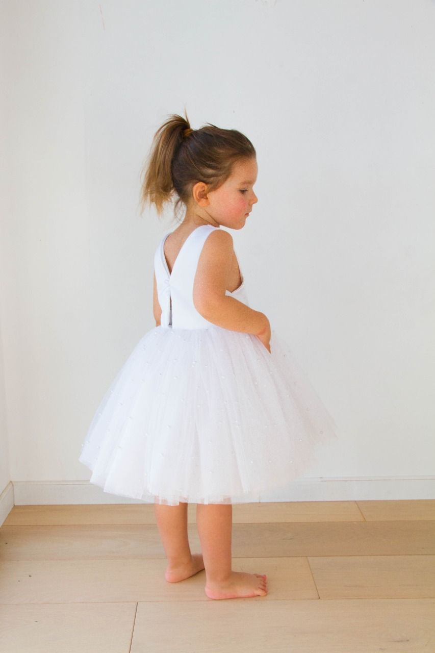 Robe tutu blanc perlé Alba - Loupapillon