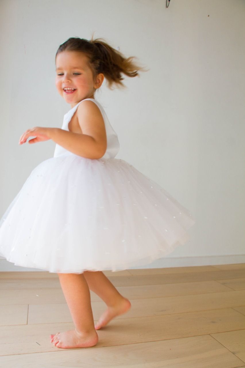 Robe tutu blanc perlé Alba - Loupapillon