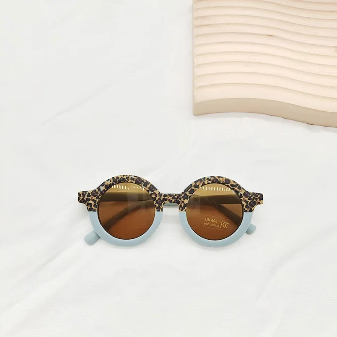Lunettes de soleil rétro bicolore panthère bleu